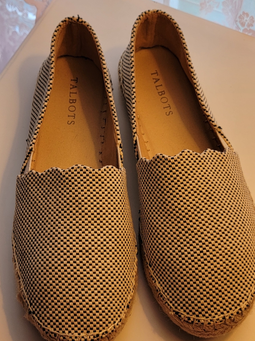 Talbots Women's Black & White Woven Espadrille Slip-Ons
